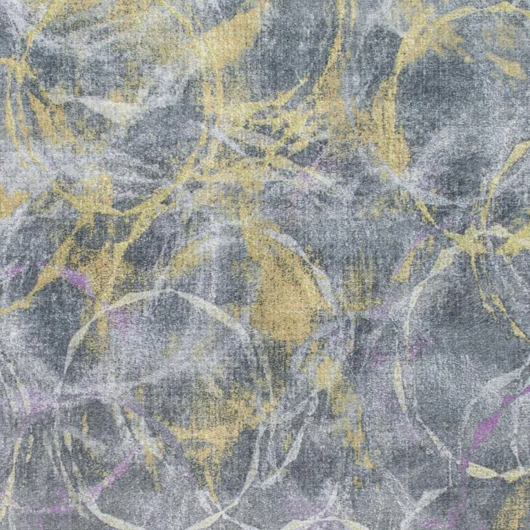 Gray Gold Abstract Rings Area Rug Photo 5