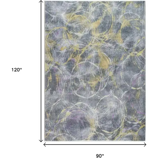 Gray Yellow And Purple Abstract Area Rug Photo 7