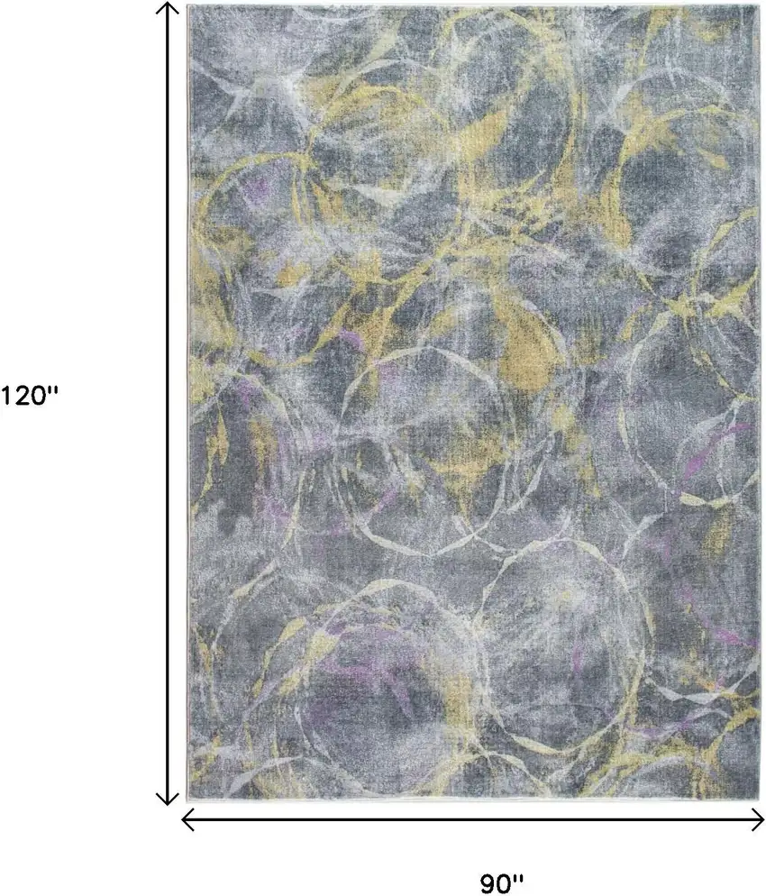 Gray Yellow And Purple Abstract Area Rug Photo 7