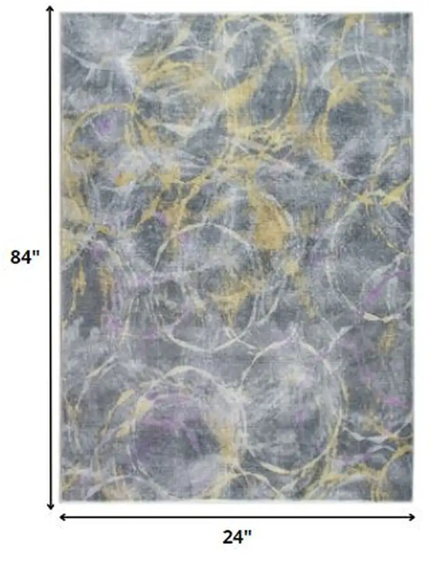 Gray Abstract Runner Rug Photo 3
