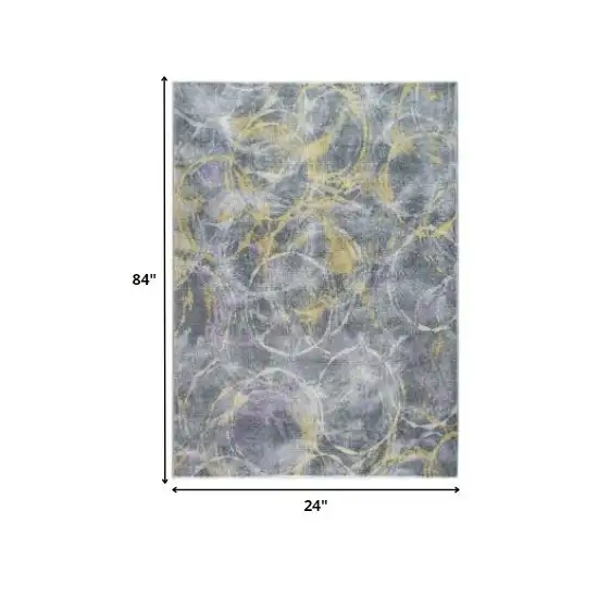 Gray Abstract Runner Rug Photo 3