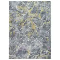 Photo of Gray Gold Abstract Rings Runner Rug