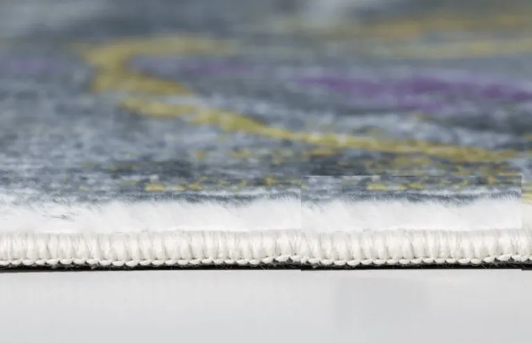 Gray Gold Abstract Rings Runner Rug Photo 5