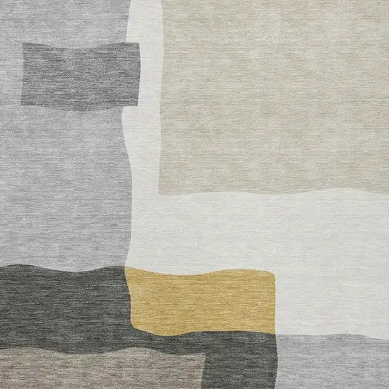 Gray Gold And Beige Abstract Washable Indoor Outdoor Area Rug Photo 2