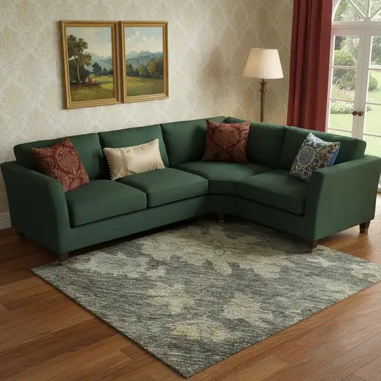 Gray Gold And Beige Floral Washable Area Rug With UV Protection Photo 2