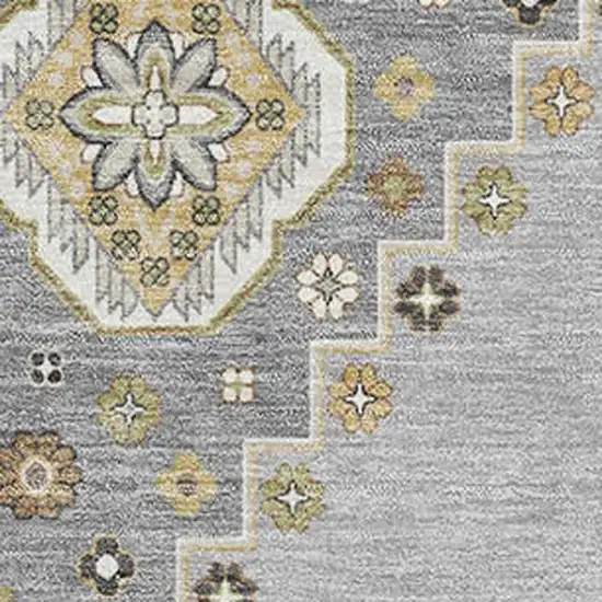 Gray Gold And Beige Oriental Washable Area Rug With UV Protection Photo 2