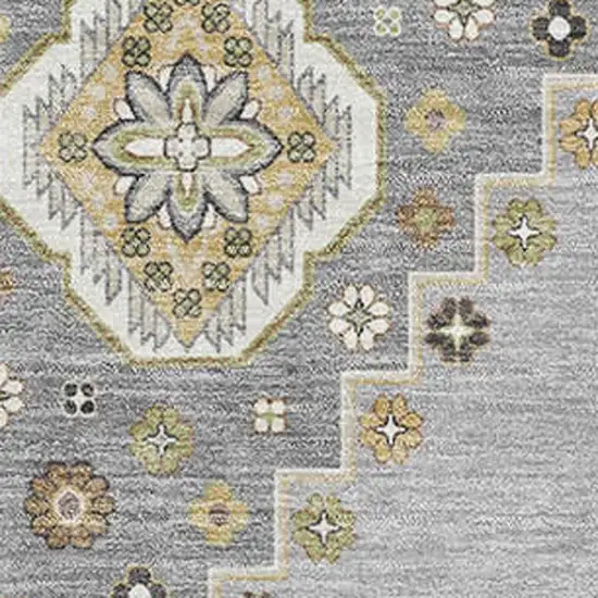 Gray Gold And Beige Oriental Washable Area Rug With UV Protection Photo 2
