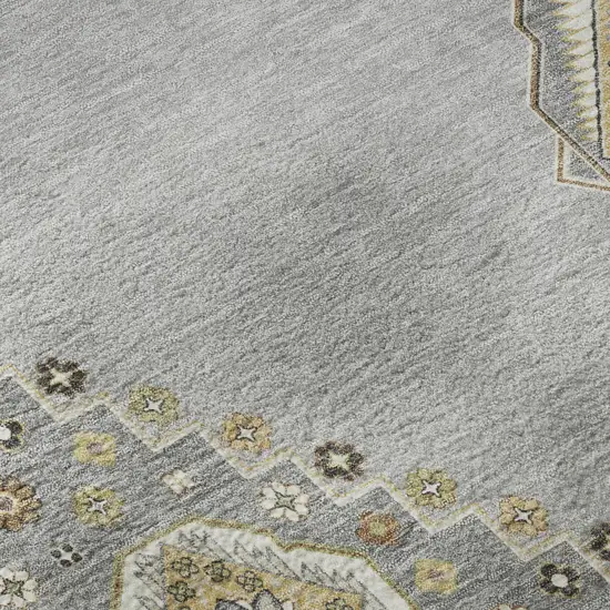 Gray Gold And Beige Oriental Washable Area Rug With UV Protection Photo 8
