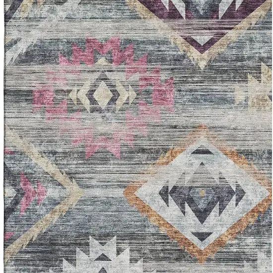 Gray Gold And Blush Southwestern Washable Area Rug With UV Protection Photo 3