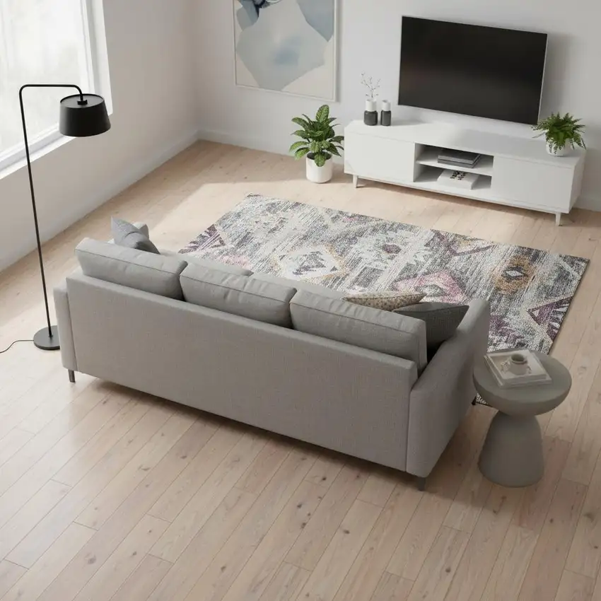 Gray Gold And Blush Southwestern Washable Area Rug With UV Protection Photo 2