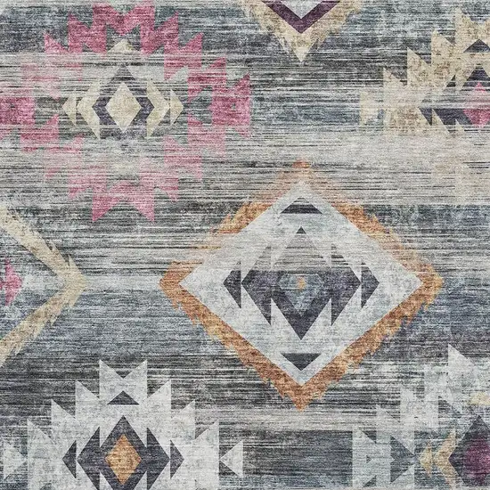Gray Gold And Blush Southwestern Washable Area Rug With UV Protection Photo 3