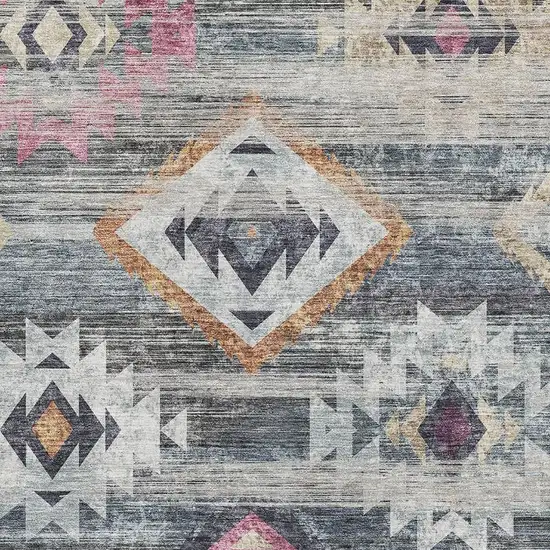 Gray Gold And Blush Southwestern Washable Area Rug With UV Protection Photo 3