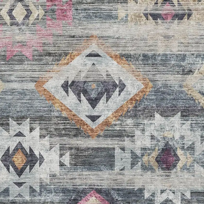 Gray Gold And Blush Southwestern Washable Area Rug With UV Protection Photo 3