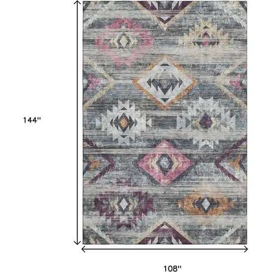 Gray Gold And Blush Southwestern Washable Area Rug With UV Protection Photo 3