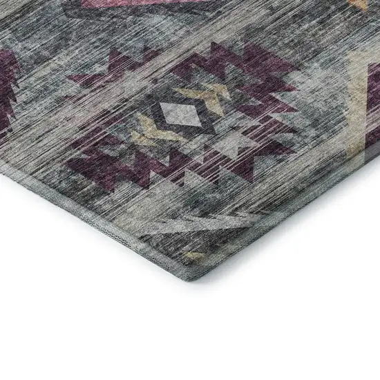 Gray Gold And Blush Southwestern Washable Area Rug With UV Protection Photo 8