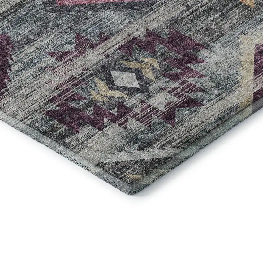 Gray Gold And Blush Southwestern Washable Area Rug With UV Protection Photo 8