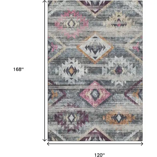 Gray Gold And Blush Southwestern Washable Area Rug With UV Protection Photo 3