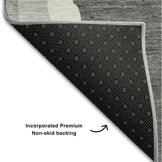 Gray Gold And Charcoal Abstract Washable Area Rug With UV Protection Photo 6