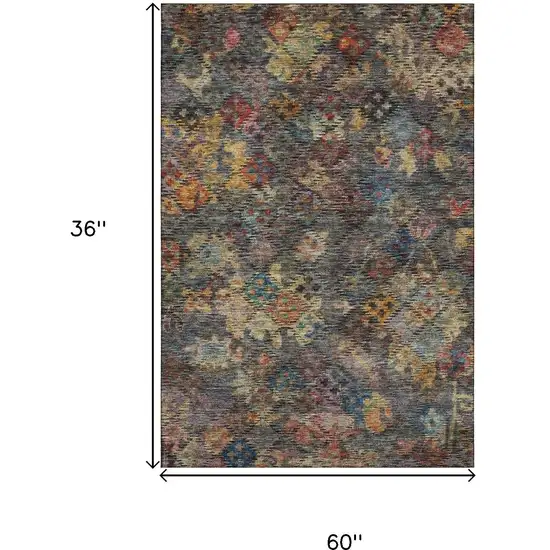 Gray Gold And Coral Abstract Geometric Washable Area Rug With UV Protection Photo 9