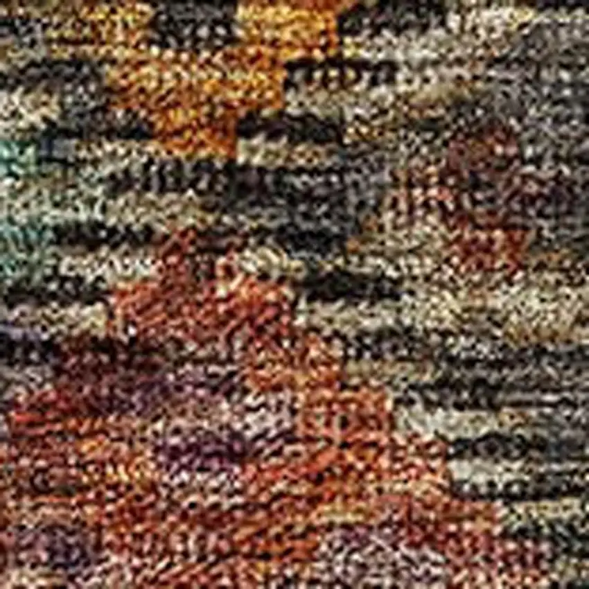 Gray Gold And Coral Abstract Geometric Washable Area Rug With UV Protection Photo 3