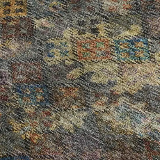 Gray Gold And Coral Abstract Geometric Washable Area Rug With UV Protection Photo 2