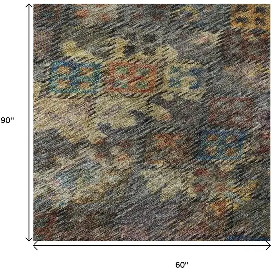 Gray Gold And Coral Abstract Geometric Washable Area Rug With UV Protection Photo 9