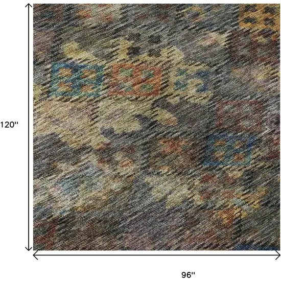 Gray Gold And Coral Abstract Geometric Washable Area Rug With UV Protection Photo 9