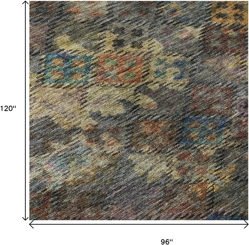 Gray Gold And Coral Abstract Geometric Washable Area Rug With UV Protection Photo 9