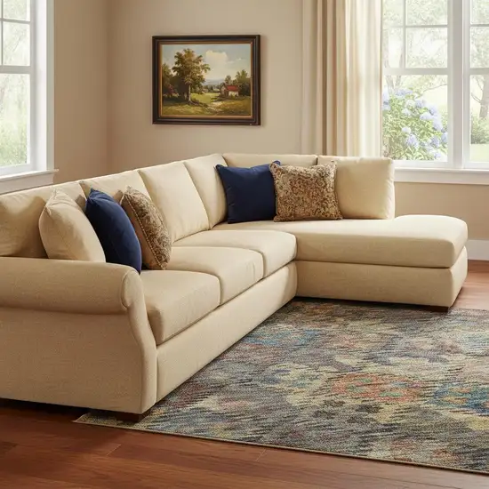 Gray Gold And Coral Abstract Geometric Washable Area Rug With UV Protection Photo 2