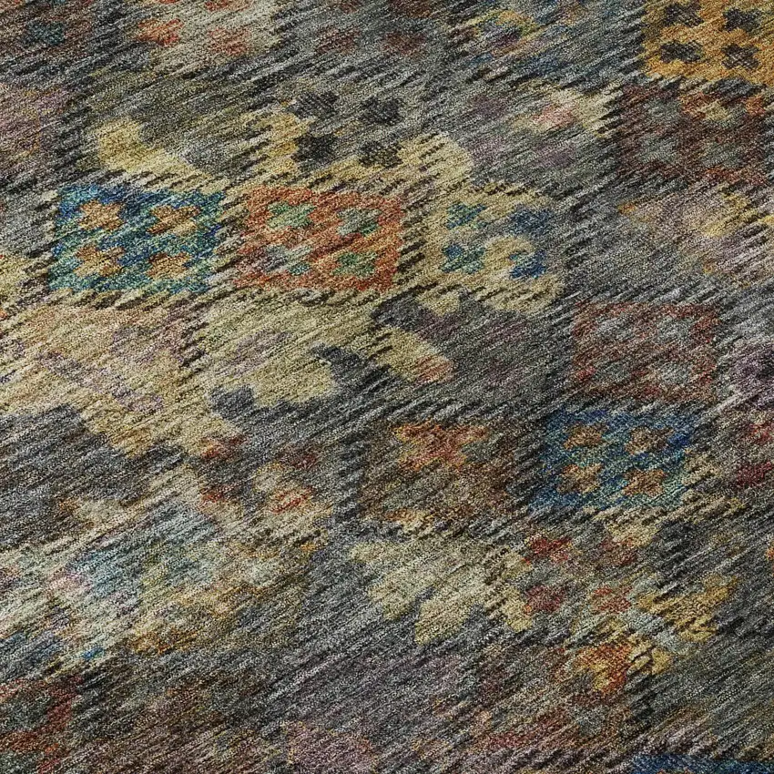 Gray Gold And Coral Abstract Geometric Washable Area Rug With UV Protection Photo 1