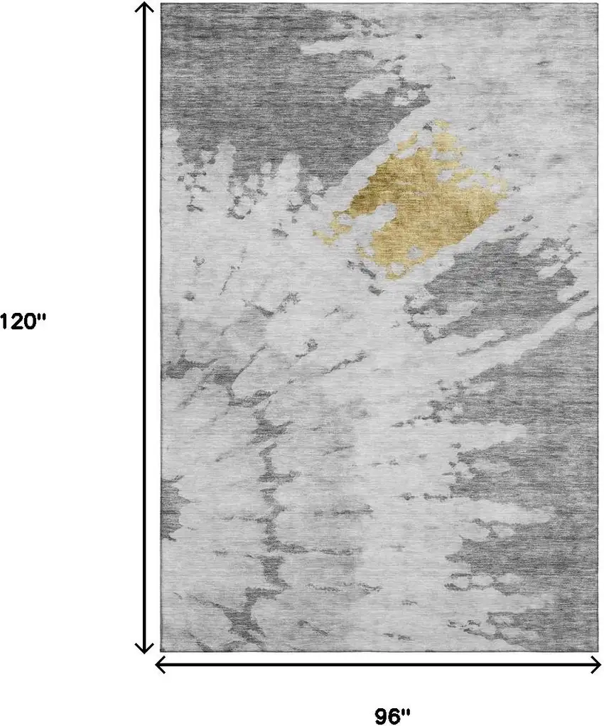 Gray Gold And Ivory Abstract Washable Area Rug With UV Protection Photo 3