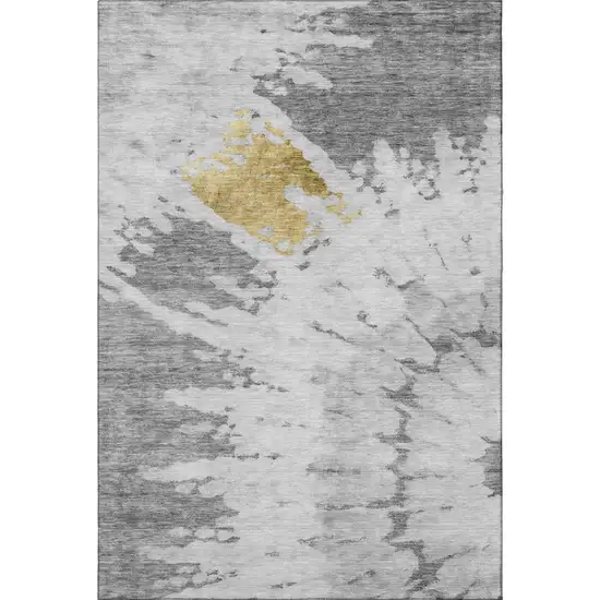 Gray Gold And Ivory Abstract Washable Area Rug With UV Protection Photo 3