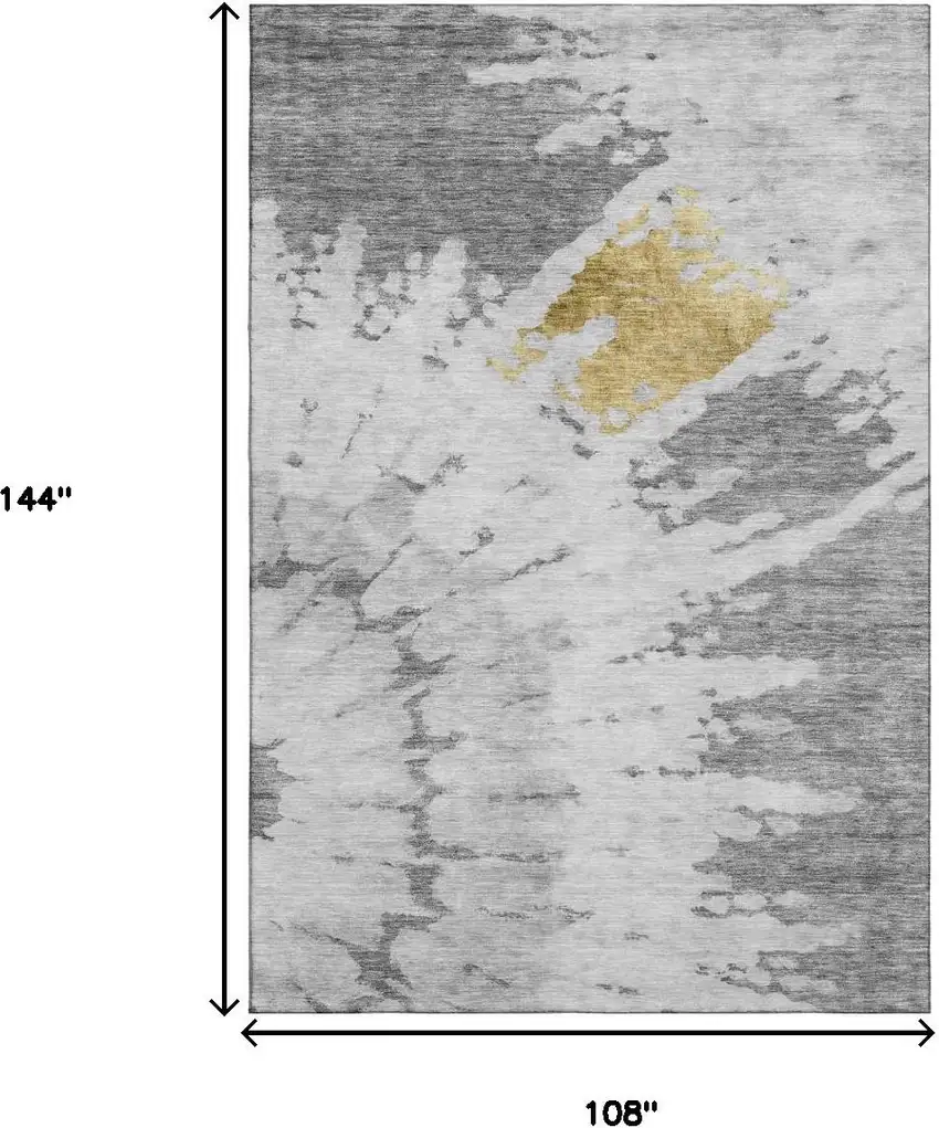 Gray Gold And Ivory Abstract Washable Area Rug With UV Protection Photo 3