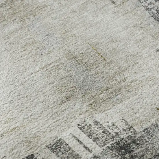 Gray Gold And Ivory Abstract Washable Area Rug With UV Protection Photo 9