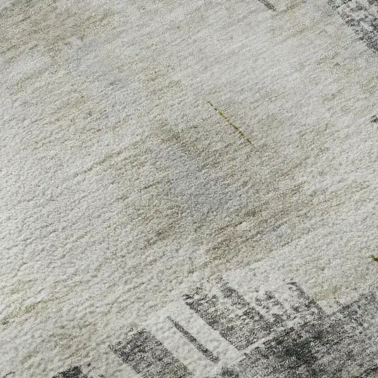 Gray Gold And Ivory Abstract Washable Area Rug With UV Protection Photo 8