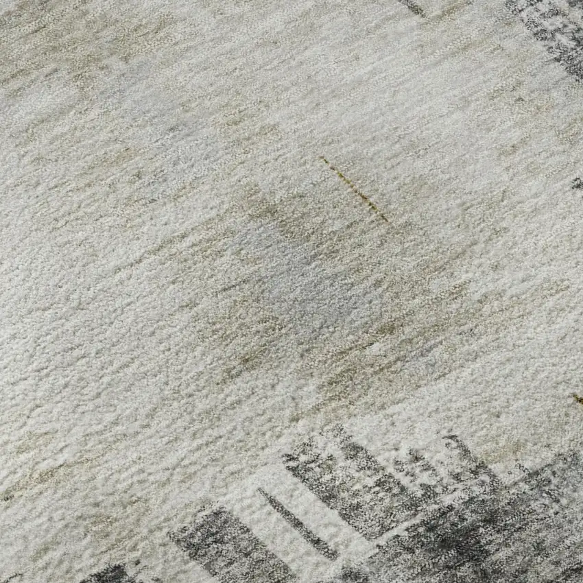 Gray Gold And Ivory Abstract Washable Area Rug With UV Protection Photo 8