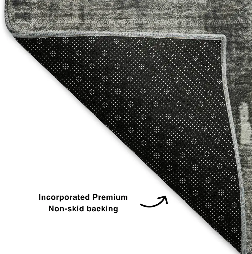 Gray Gold And Ivory Abstract Washable Area Rug With UV Protection Photo 8