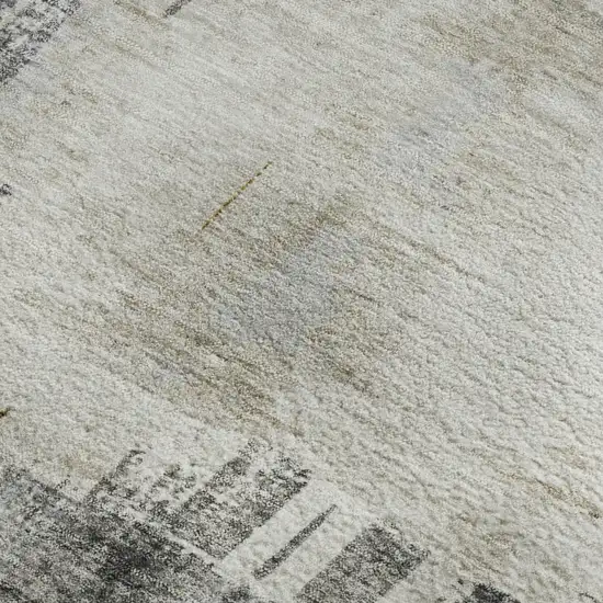Gray Gold And Ivory Abstract Washable Area Rug With UV Protection Photo 7