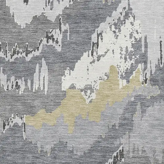 Gray Gold And Ivory Abstract Washable Area Rug With UV Protection Photo 4