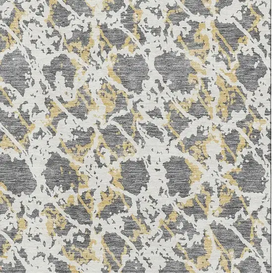 Gray Gold And Ivory Abstract Washable Area Rug With UV Protection Photo 2