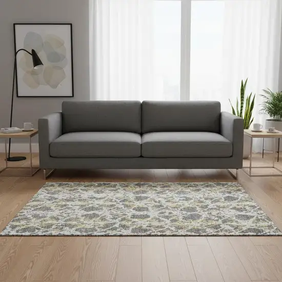 Gray Gold And Ivory Abstract Washable Area Rug With UV Protection Photo 2