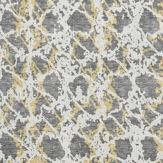 Gray Gold And Ivory Abstract Washable Area Rug With UV Protection Photo 2