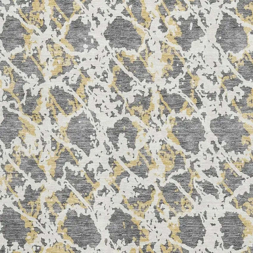 Gray Gold And Ivory Abstract Washable Area Rug With UV Protection Photo 2
