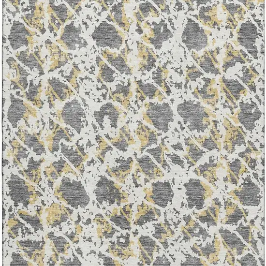 Gray Gold And Ivory Abstract Washable Area Rug With UV Protection Photo 3