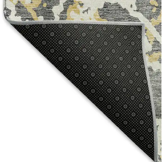 Gray Gold And Ivory Abstract Washable Area Rug With UV Protection Photo 6