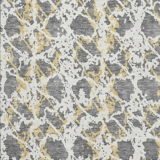 Gray Gold And Ivory Abstract Washable Area Rug With UV Protection Photo 2