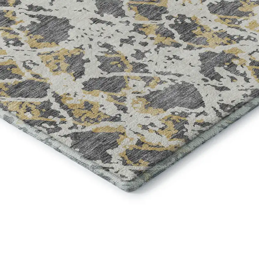 Gray Gold And Ivory Abstract Washable Area Rug With UV Protection Photo 7