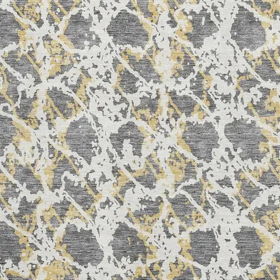 Gray Gold And Ivory Abstract Washable Area Rug With UV Protection Photo 2