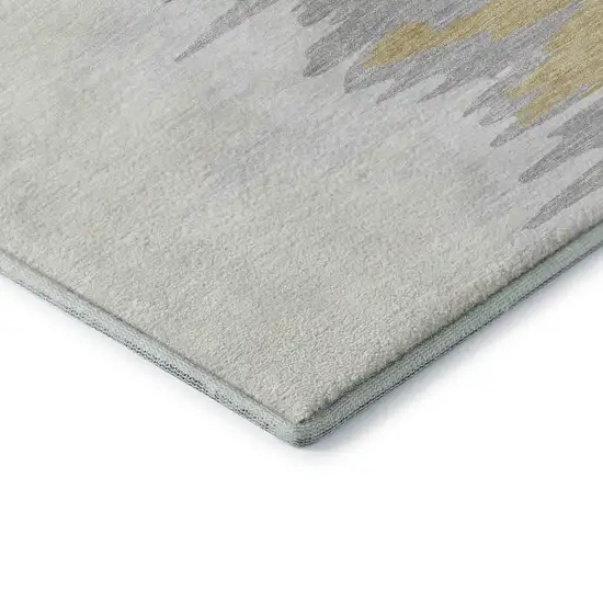Gray Gold And Ivory Abstract Washable Area Rug With UV Protection Photo 7