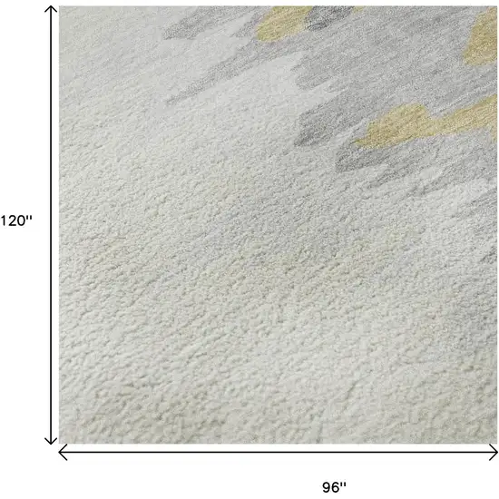 Gray Gold And Ivory Abstract Washable Area Rug With UV Protection Photo 9
